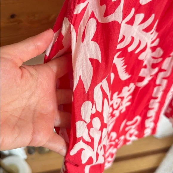 Mango Red & White Print Patterned Mini Dress in 100% Cotton with Pockets - Picture 13 of 14